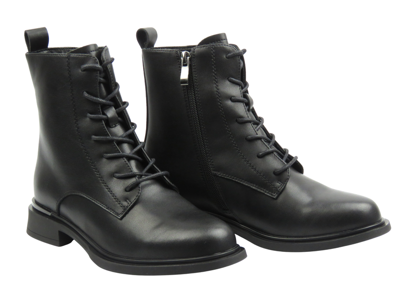 Skórzane botki damskie czarne Cambell 25-98313