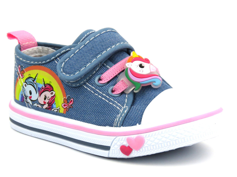 Trampki dziecięce z jednorożcem - American Club TEN 133/24, niebieskie