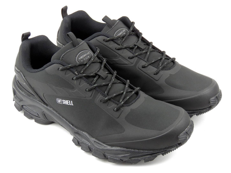 Trekkingi męskie z tkaniną Soft Shell - AMERICAN CLUB HL 16/21, czarne