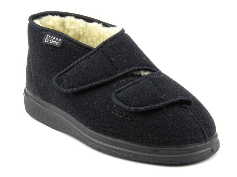 Zimowe kapcie damskie z wełną - Befado dr Orto 986D011, czarne