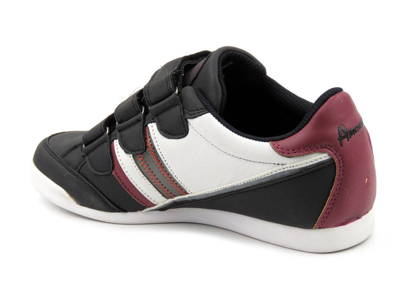 Buty sportowe damskie, sneakersy na trzy rzepy - AMERICAN CLUB 21361, czarno-bordowe