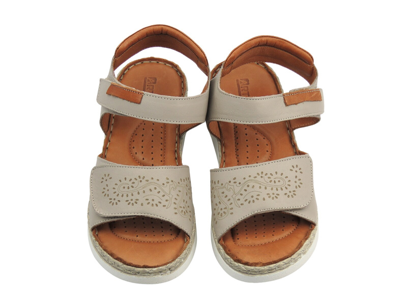 Sandały damskie na koturnie - Artiker 56C0350, szare