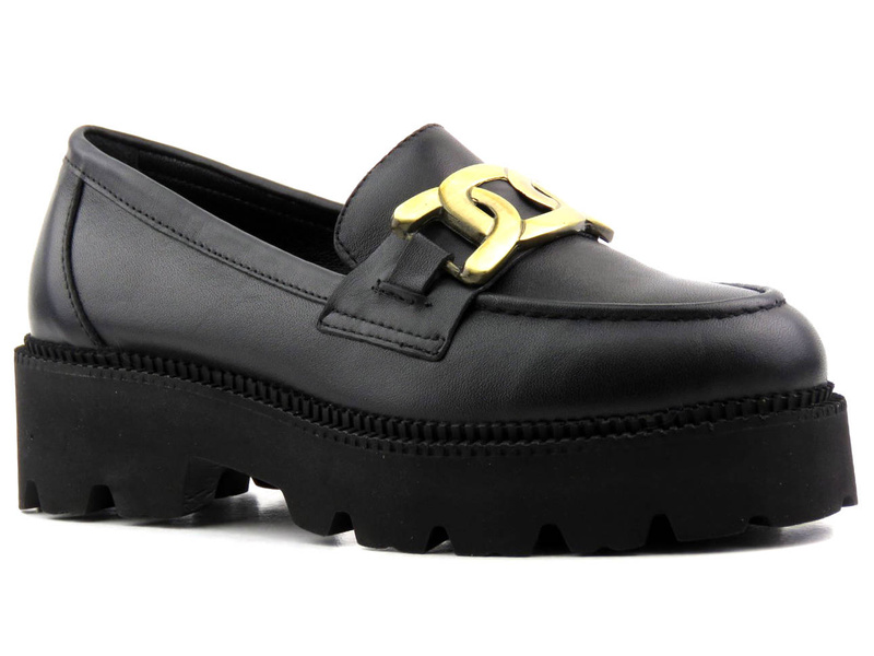 Lordsy damskie na grubej podeszwie - VENEZIA 4010704, czarne