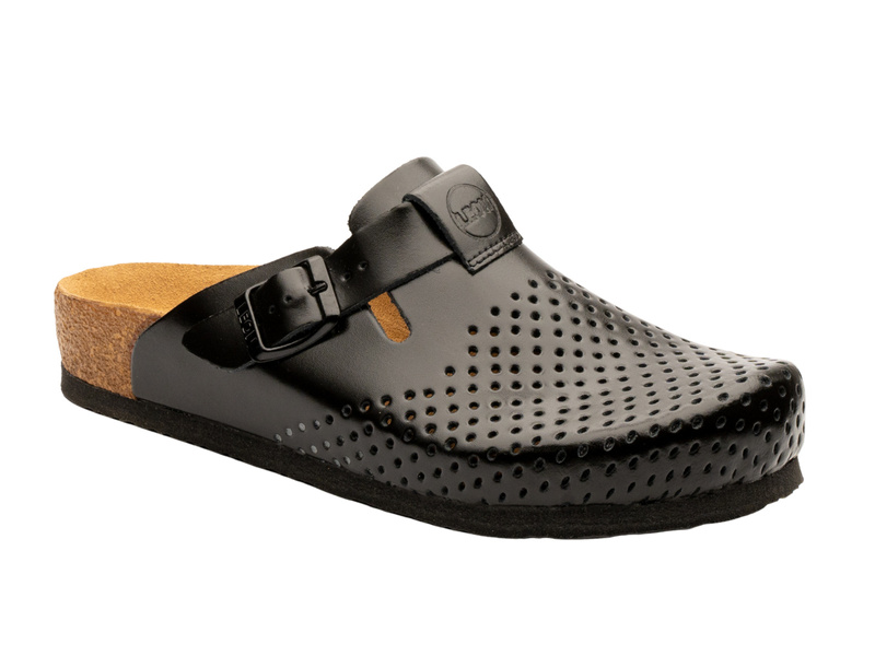 Skórzane Klapki Damskie Leon 4250, czarne