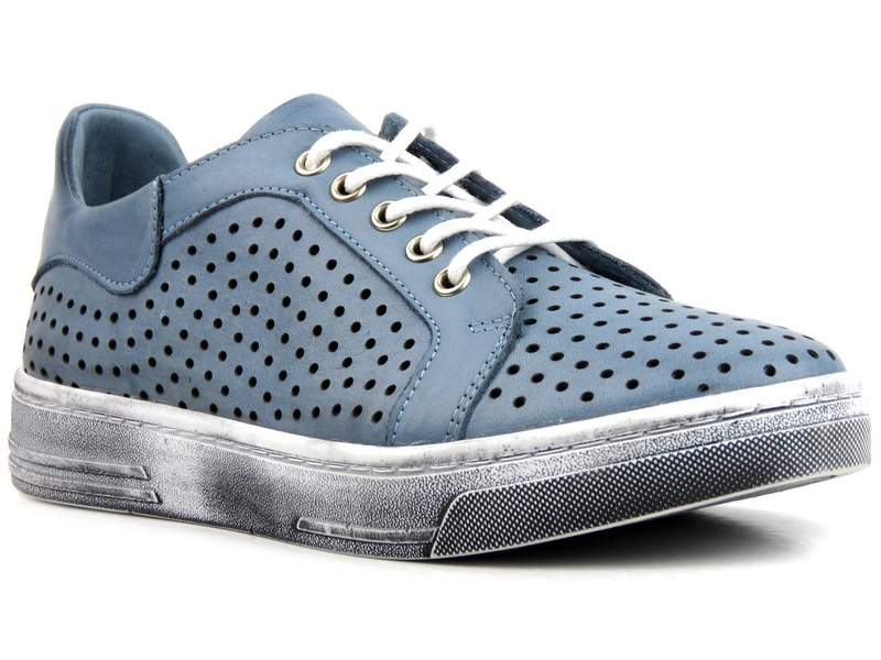 Wygodne półbuty damskie wiosenne - MANITU 850002, niebieskie