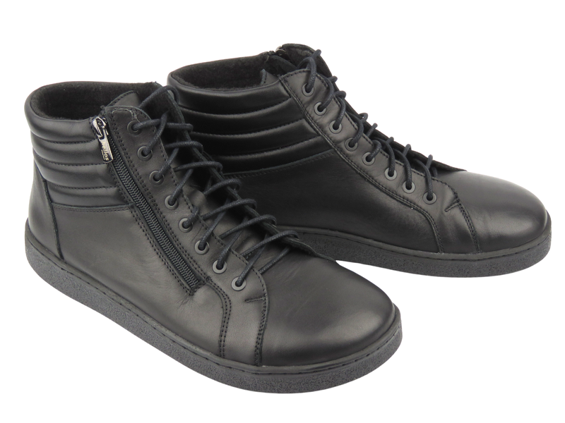Barefoot skórzane minimalistyczne botki damskie Helios Komfort 889, czarne – tęgość H+
