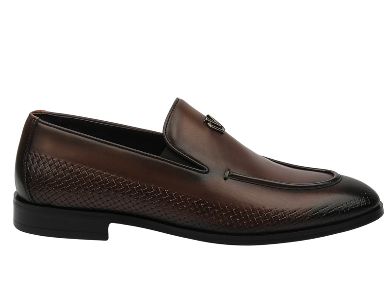 Eleganckie mokasyny, półbuty męskie brązowe JOHN DOUBARE QA816E-G1-H273