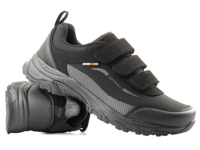 Buty trekkingowe męskie na rzepy - AMERICAN CLUB WT123/23, czarne