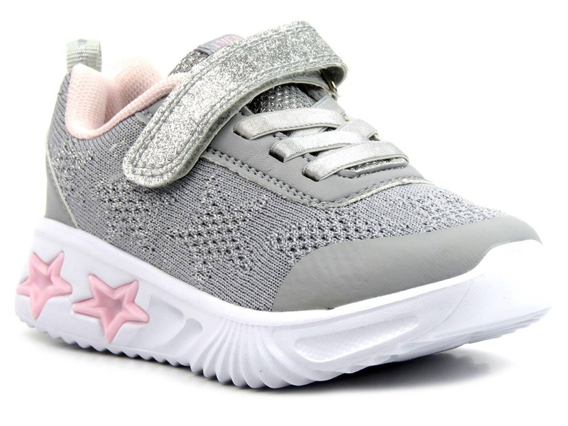 Sportowe buty dziecięce z gwiazdkami - AMERICAN CLUB ES69/22, szare