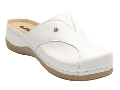 Skórzane klapki damskie biały Leon 912