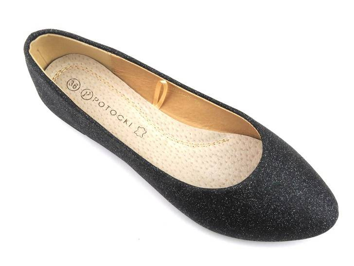 Baleriny damskie Potocki 23-23001BK, czarne