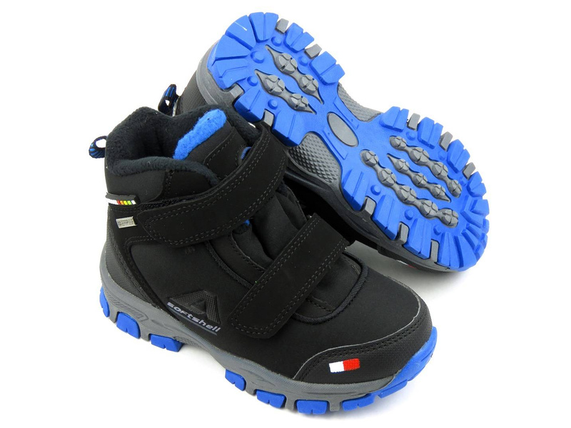 Zimowe trekkingi dziecięce z polarem - AMERICAN CLUB Soft Shell WT70/21,czarne