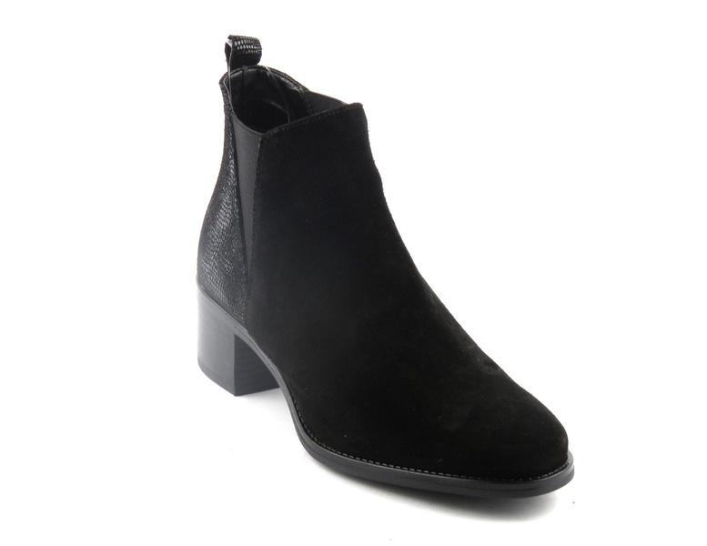 Skórzane, nieocieplane botki, sztyblety damskie Marco Tozzi 25036, czarne