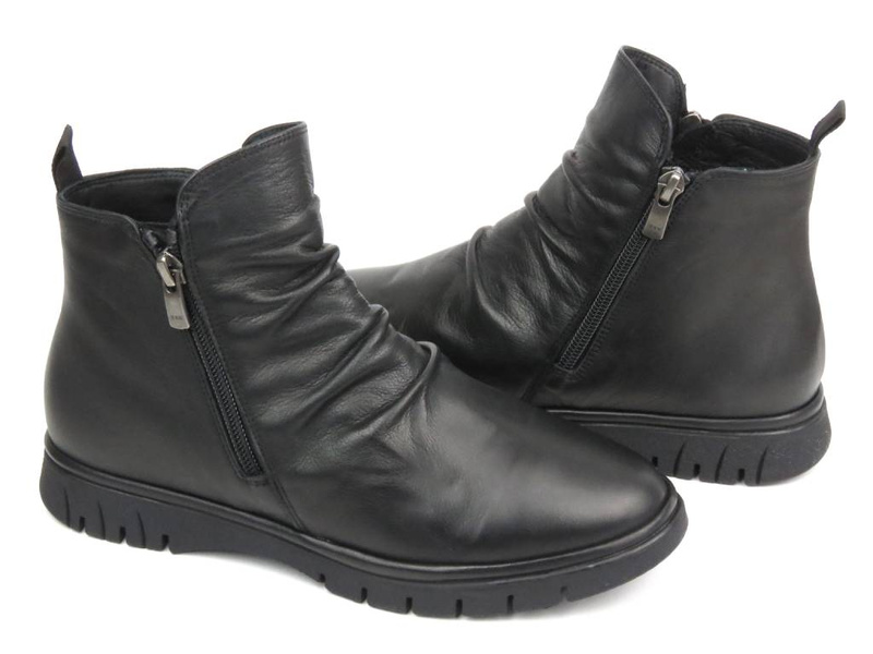 Botki damskie z dwoma suwakami - MANITU 990378-01, czarne