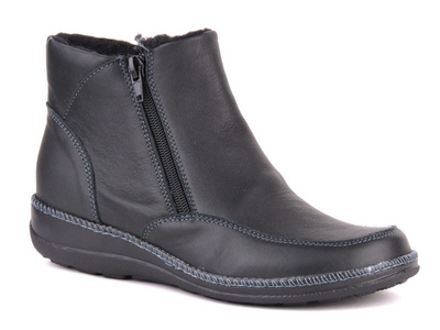 Wygodne, lekkie botki damskie z suwakiem - HELIOS Komfort 696, czarne