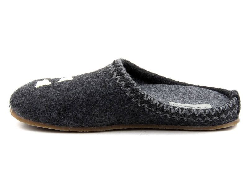 Grafitowe kapcie damskie filcowe z wyjmowaną wkładką - SZYMEL 7001