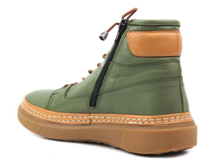 Botki, trzewiki damskie z miękkiej skóry - MANITU 990354-07, zielone