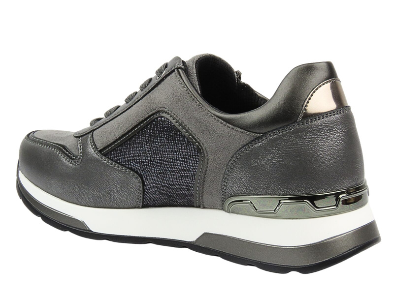 Wygodne sneakersy damskie ze skóry ekologicznej szare Inblu IN-390