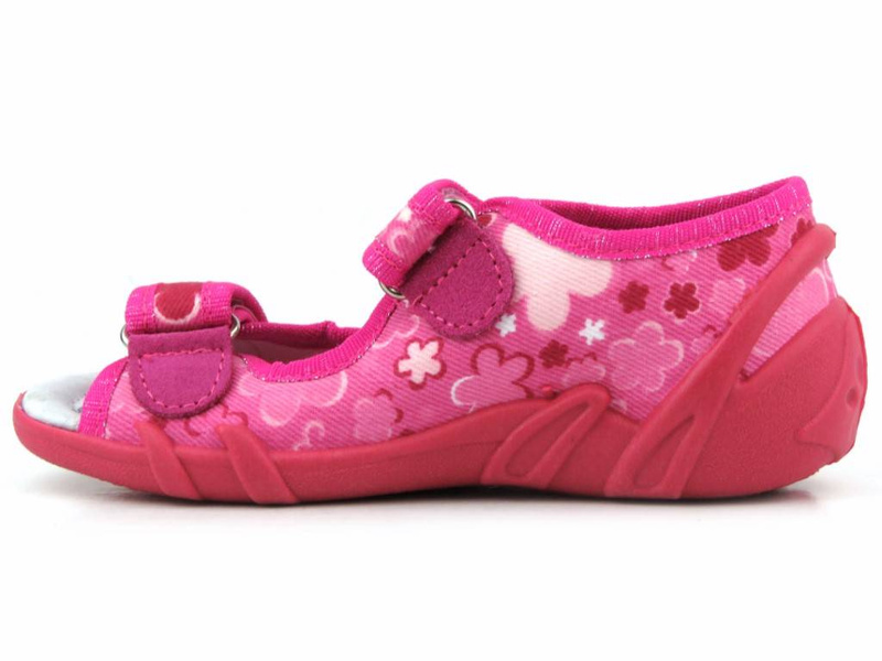 Sandałki dziecięce z profilowaną, skórzaną wkładką - Ren But 33-378P1547, różowe