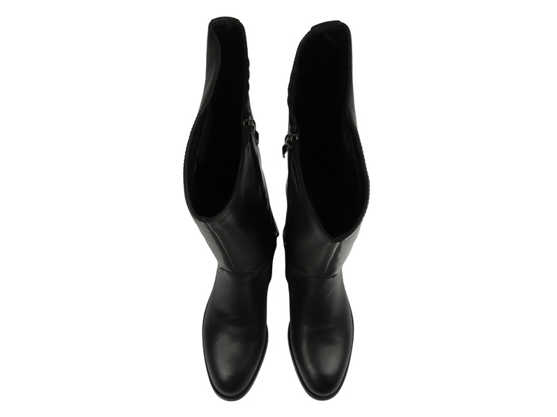 Klasyczne kozaki damskie ze skóry naturalnej Cambell 0630-8410, czarne