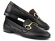 Loafersy damskie ze złotą ozdobą - VENEZIA E246, czarne