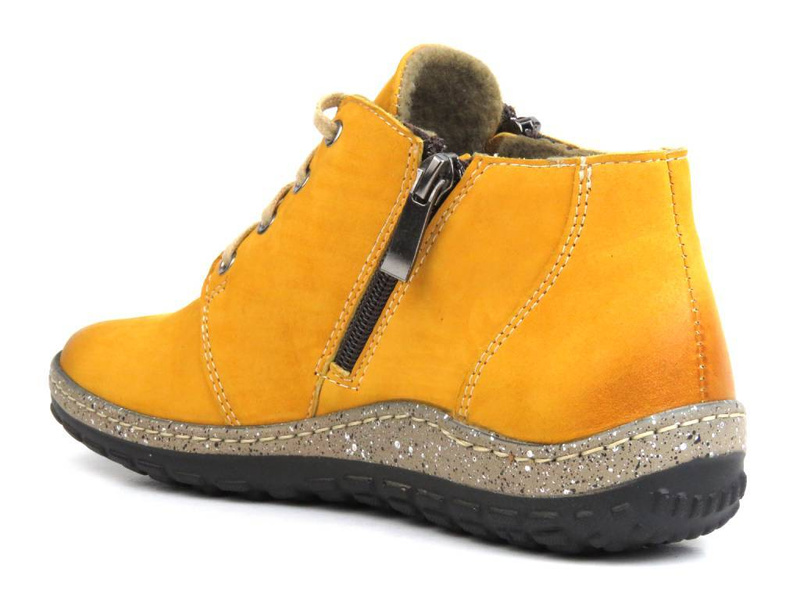 Skórzane botki damskie - Blu 1055, musztardowe