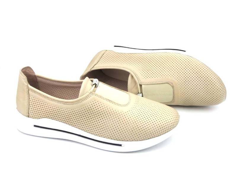 Sneakersy damskie ażurowe - VENEZIA 1345 R097, beżowe