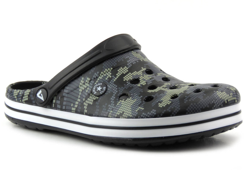 Klapki męskie, clogsy - AMERICAN CLUB CL 01/22, czarne moro