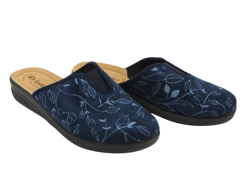 Kapcie damskie z wkładką ze skóry eko - INBLU CF-49, granat