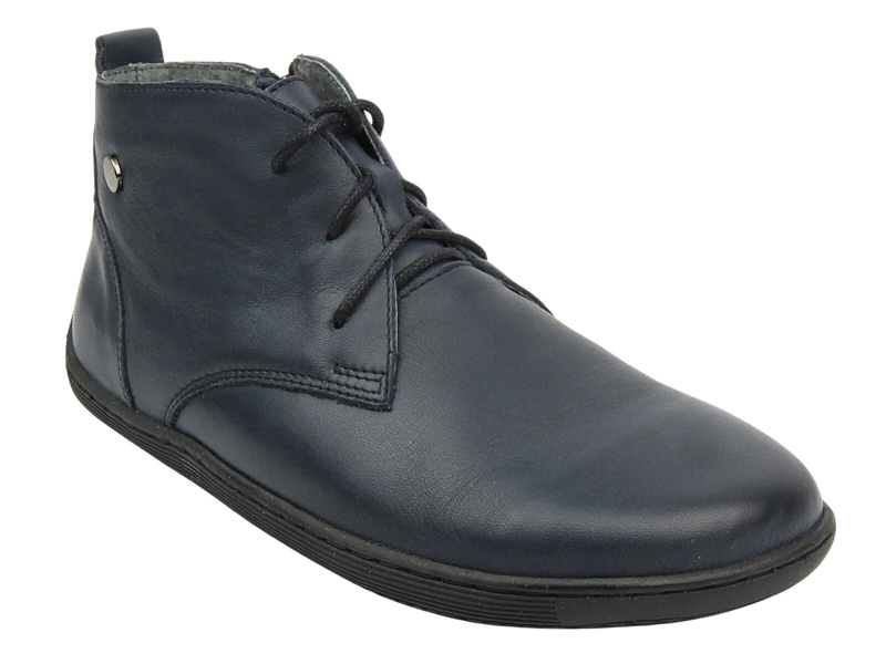 Barefoot skórzane minimalistyczne botki damskie granatowe HELIOS Komfort 699