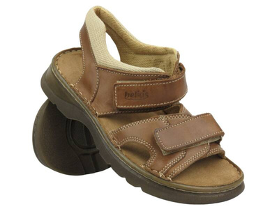 Sandały męskie HELIOS 603, beżowe-na rzepy