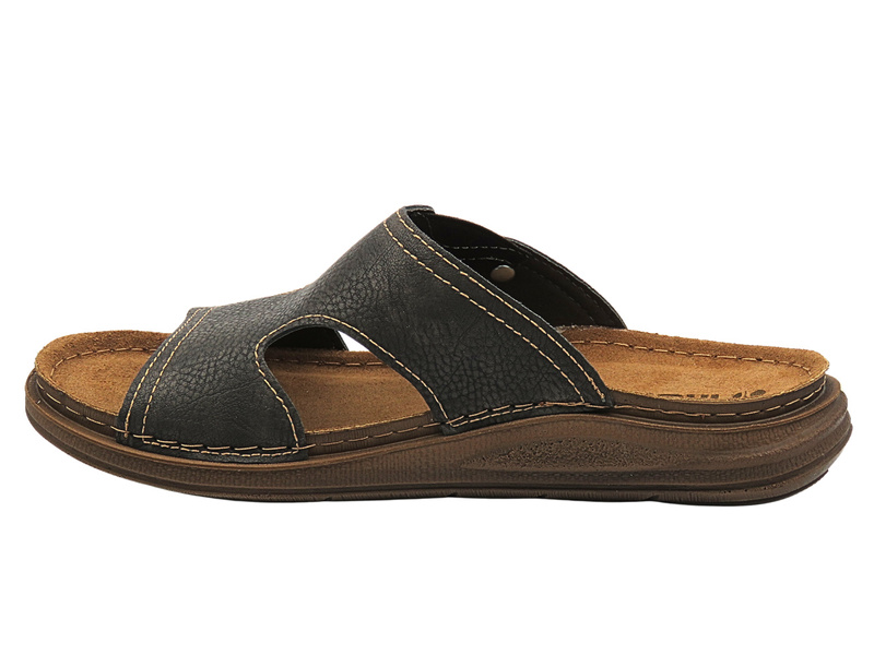 Wygodne klapki męskie z miękkiej skóry czarne INBLU VE-08