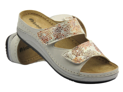 Klapki damskie na rzepy beżowe INBLU PF-05