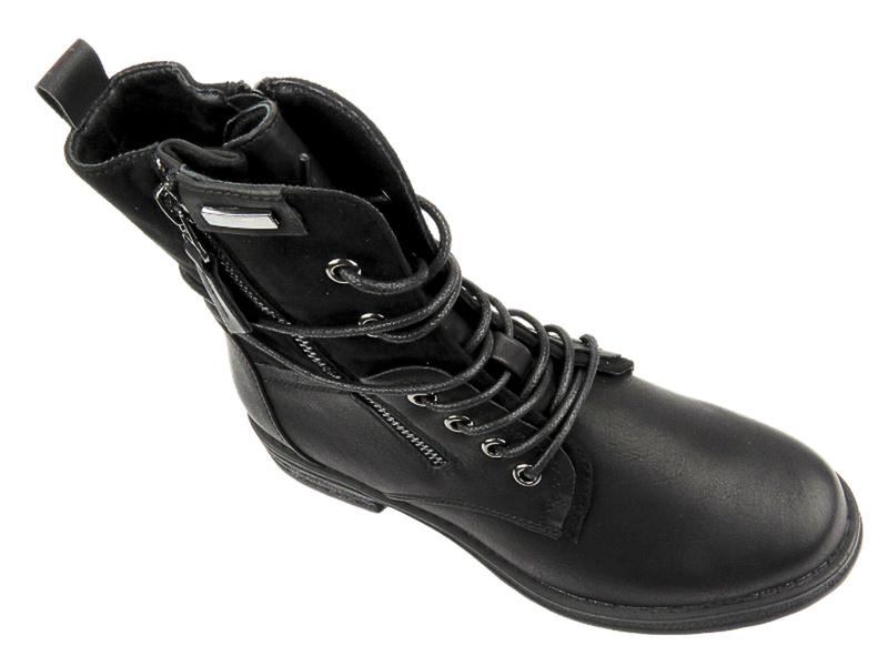 Botki damskie ze skóry ekologicznej - Evento 20BT35-3068, czarne