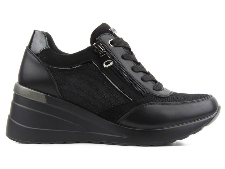Adidasy damskie na koturnie - INBLU IN001298, czarne