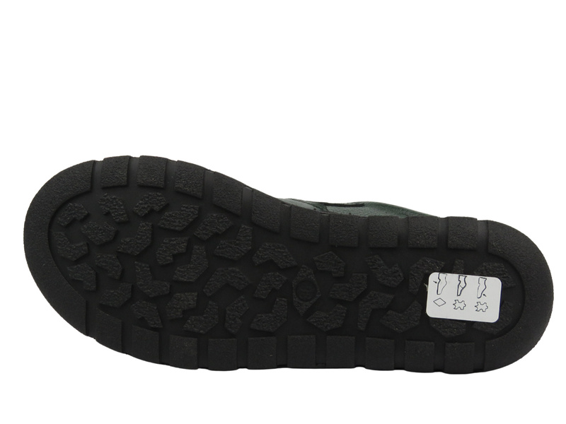 Skórzane półbuty damskie zapinane na rzep - Helios Komfort 780-2S, zielone