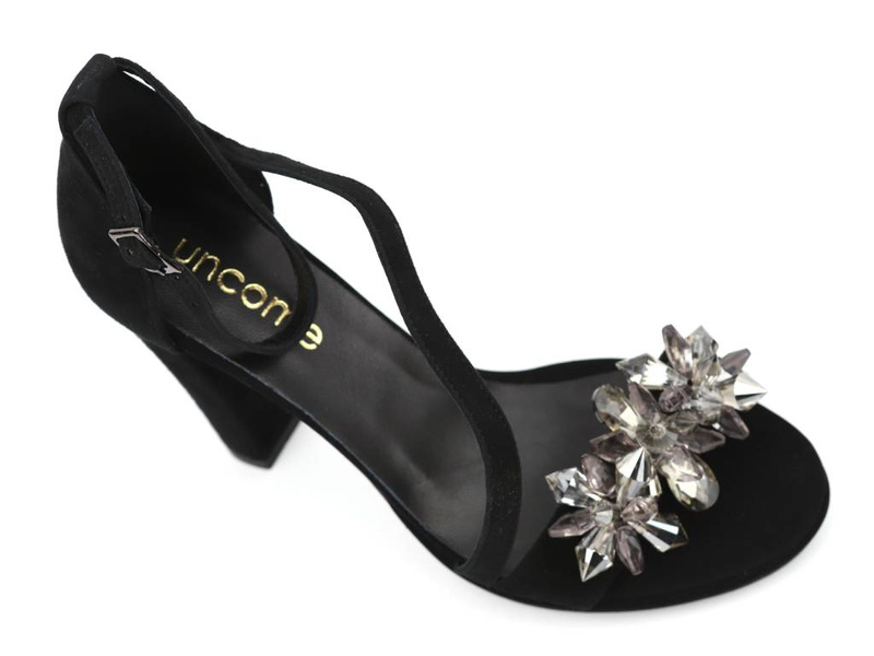 Sandały damskie na słupku - Uncome 36301, czarne
