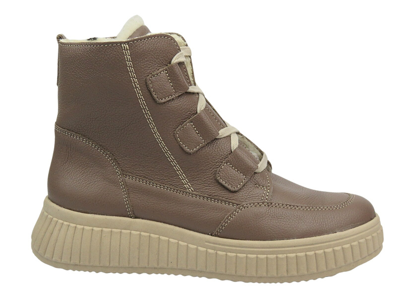 Botki damskie polskiej marki - Helios Komfort 559, brązowe na zamek