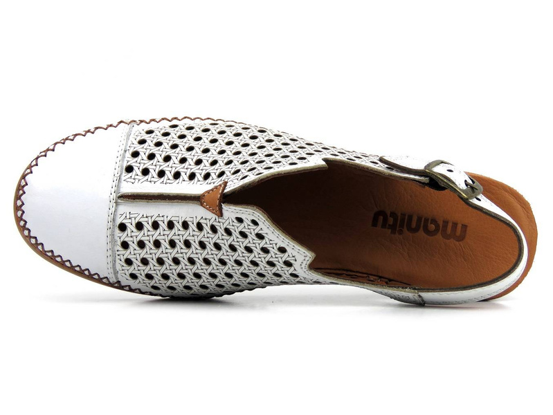 Sandały damskie z zakrytymi palcami - MANITU 820001, białe