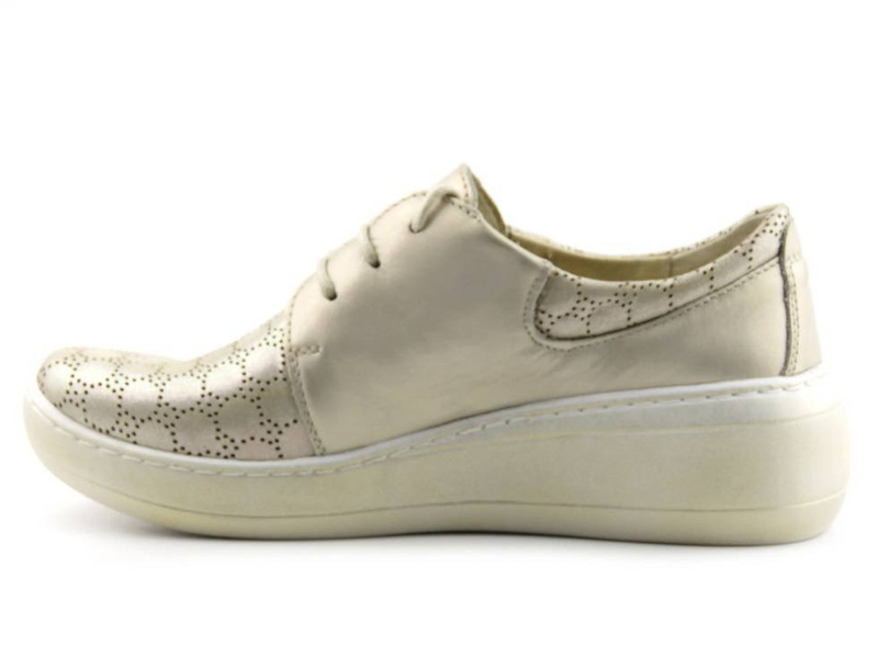 Półbuty damskie z ozdobną cholewką - Helios Komfort 328S, złote