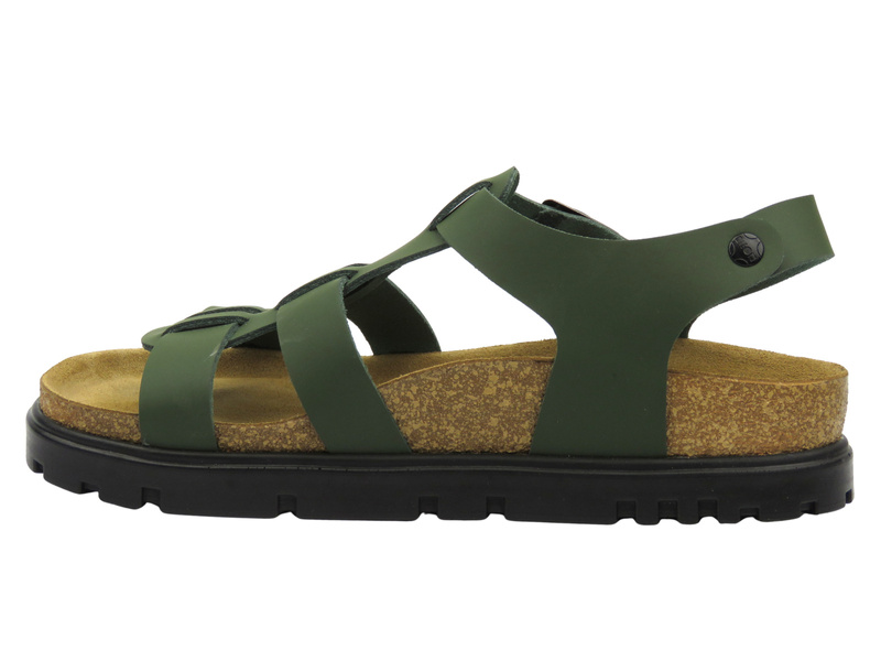 Skórzane sandały damskie zielone Leon 6300