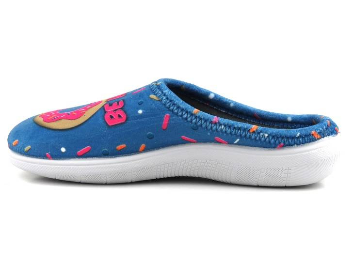 Kapcie damskie, młodzieżowe z pączkami, donutami - INBLU MINDY, niebieskie