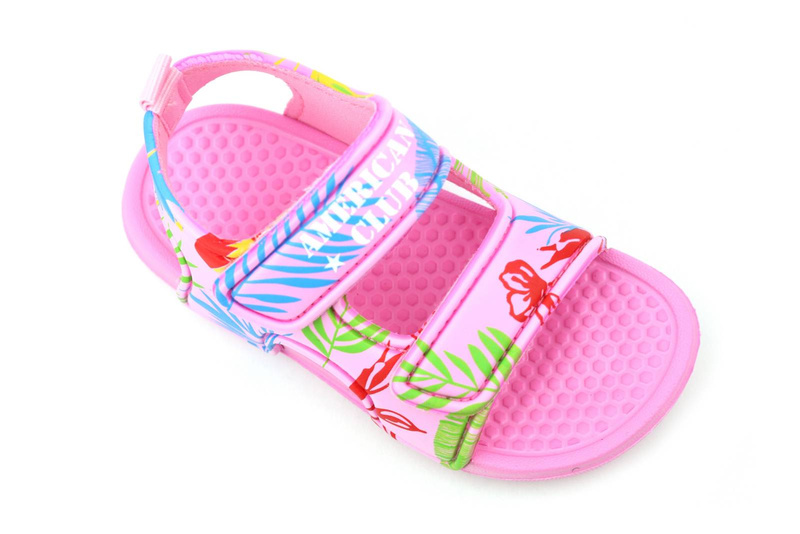 Piankowe sandały dziecięce na rzepy - American Club NH 85/23 NH 86/23, różowe