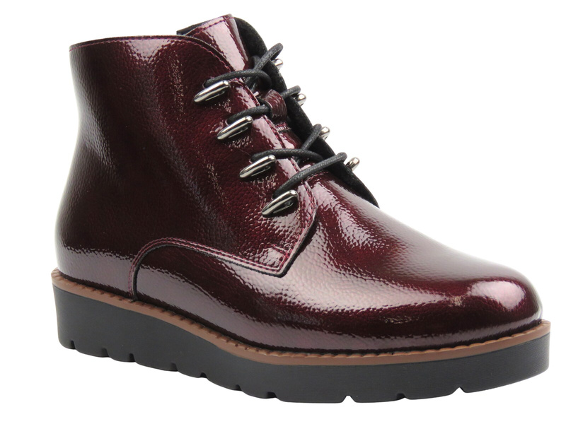 Ocieplane botki damskie - Potocki 25-19360, burgundowe