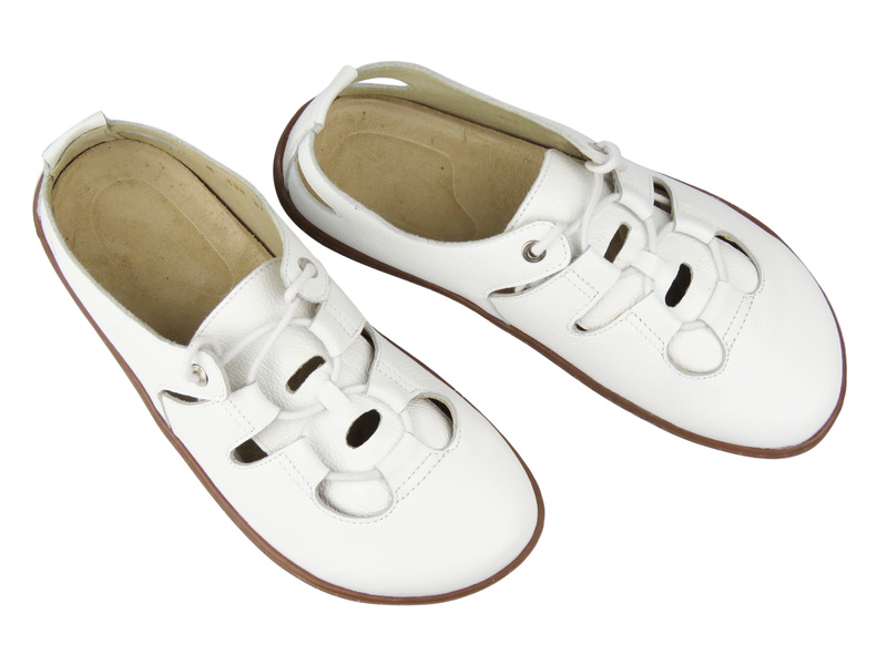 Barefoot skórzane półbuty damskie białe Helios Komfort 438B