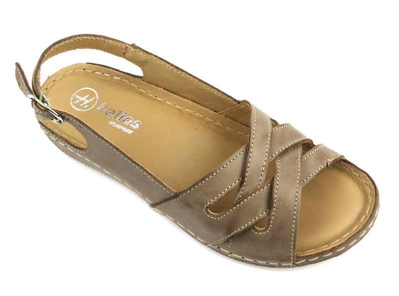 Skórzane sandały damskie - HELIOS Komfort 134, beżowe