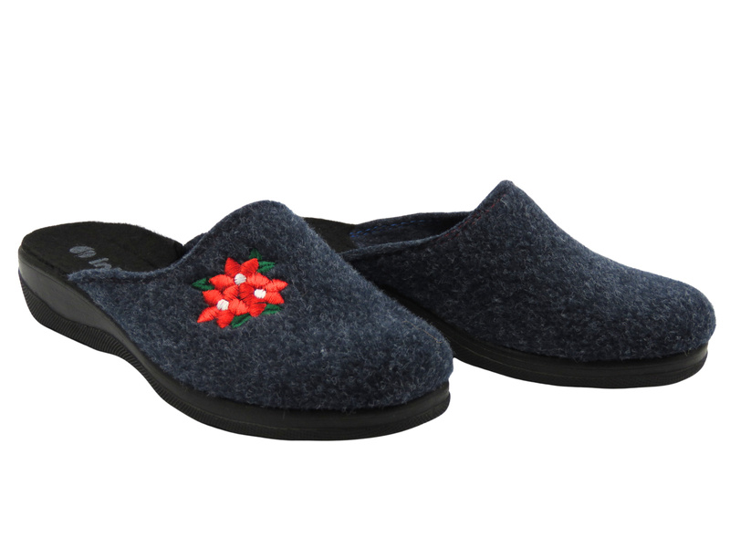 Kapcie, pantofle damskie filcowe - INBLU CA-6H, szaro-niebieskie