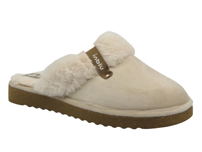 Miękkie kapcie damskie z futerkiem beżowe Inblu EY-32