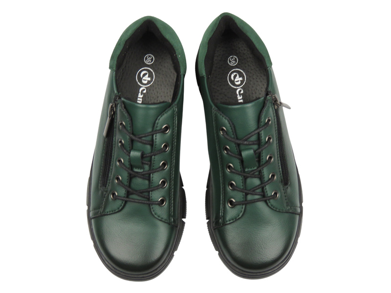 Skórzane półbuty damskie zielone Cambell 25-19305