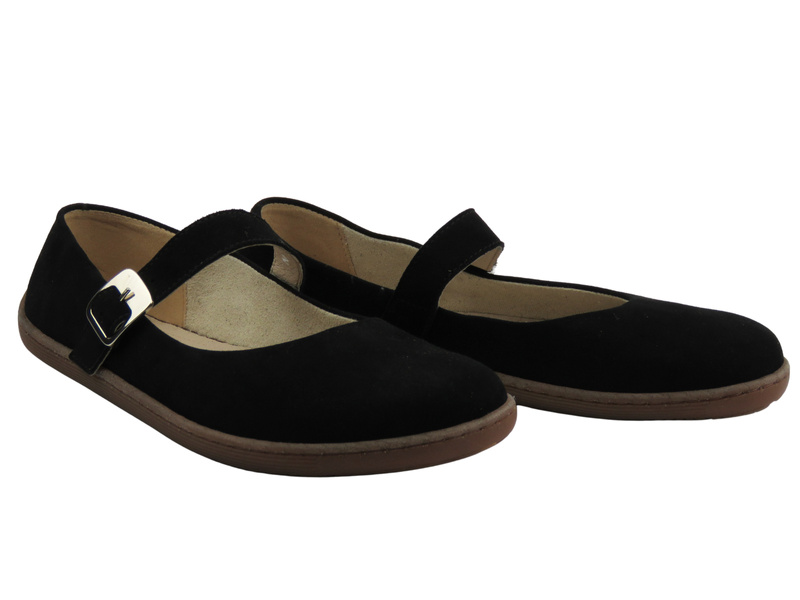 Barefoot skórzane minimalistyczne półbuty damskie czarne Nika Komfort 1445